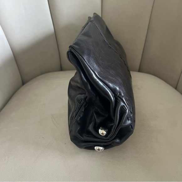 NWT Tod's Black Leather Clutch Medium Logo Silver Accent Made in Italy Vtg - Picture 15 of 16